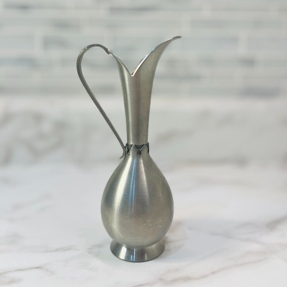 Elegant Mini Pewter Metal Pitcher Bud Vase Haugrud Norway Scandinavian MCM - Picture 1 of 6